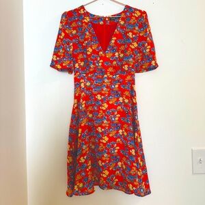 NWOT Vivid orange flower pattern dress